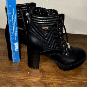 Guess Black Quilted Combat Boots
